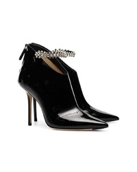 Jimmy Choo Black Blaize 100 Crystal Anklet Patent Leather Boots