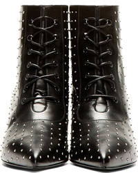 Saint Laurent Black Leather Micro Stud Cat Boots