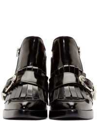 Toga Pulla Black Leather Polido Ankle Boots
