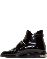 Toga Pulla Black Leather Polido Ankle Boots