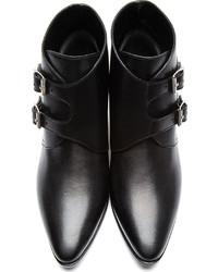 Saint Laurent Black Studded Leather Signature 40 Ankle Boots