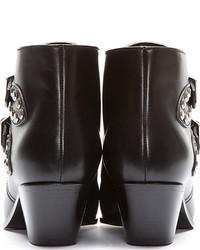 Saint Laurent Black Studded Leather Signature 40 Ankle Boots
