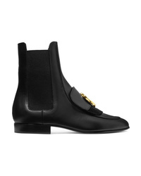 Chloé C Logo Embellished Leather And Suede Ankle Boots