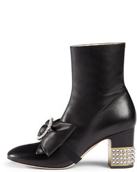 Gucci Candy Embellished Mid Heel Bootie Black
