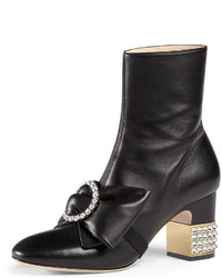 Gucci Candy Embellished Mid Heel Bootie Black