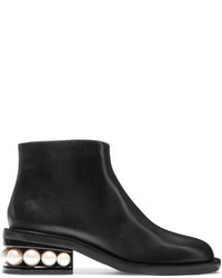 Nicholas Kirkwood Casati Faux Pearl Embellished Leather Boots Black