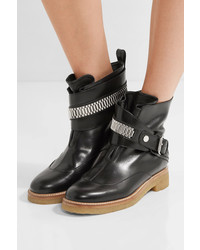 Lanvin Chain Embellished Leather Ankle Boots Black