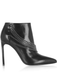 Saint Laurent Chain Embellished Leather Ankle Boots