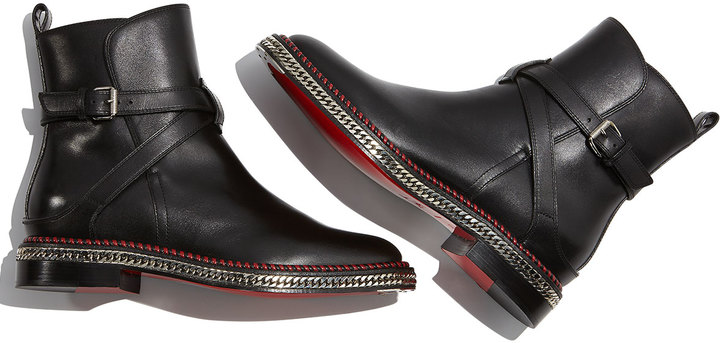 Christian Louboutin Chain-Midsole Red Sole Ankle Boot Black