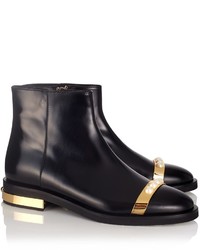 Coliac Black Leather Pearl Ankle Boots