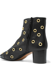 Isabel Marant Danay Eyelet Embellished Leather Ankle Boots Black