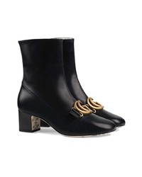 Gucci Double G Leather Ankle Boots
