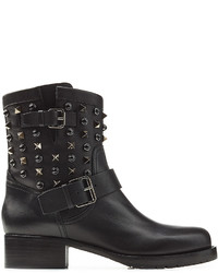 Valentino Embellished Leather Ankle Boots