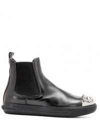 Miu Miu Embellished Leather Ankle Boots