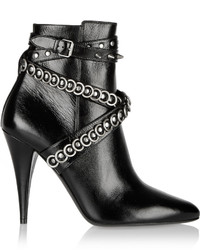 Saint Laurent Embellished Leather Ankle Boots
