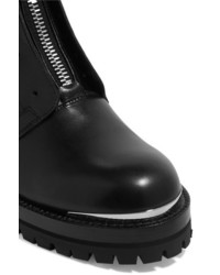 Alexander McQueen Eyelet Embellished Leather Ankle Boots Black