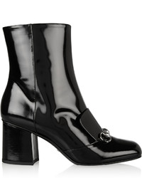 Gucci Horsebit Detailed Patent Leather Ankle Boots
