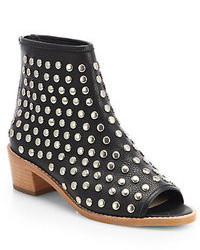 Loeffler Randall Ione Studded Open Toe Leather Ankle Boots