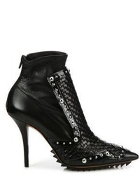 Givenchy Iron Line Embellished Leather Point Toe Booties