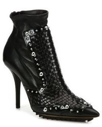 Givenchy Iron Line Embellished Leather Point Toe Booties
