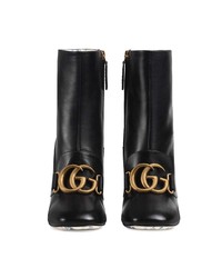 Gucci Leather Ankle Boot With Double G