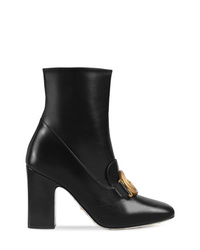 Gucci Leather Ankle Boot With Double G