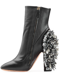 Rochas Leather Ankle Boots With Embellished Heel