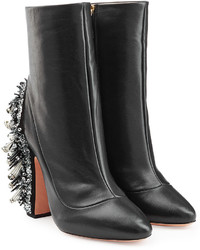 Rochas Leather Ankle Boots With Embellished Heel