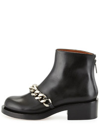 Givenchy Leather Chain Strap Ankle Boot Black