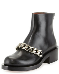 Givenchy Leather Chain Strap Ankle Boot Black