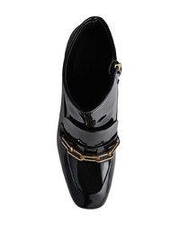 Burberry Link Detail Patent Leather Ankle Boots