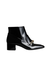 Burberry Link Detail Patent Leather Ankle Boots