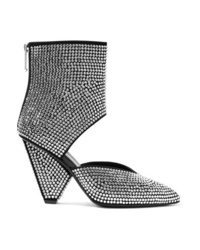 Balmain Livy Cutout Crystal Embellished Leather Ankle Boots