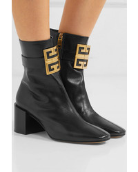 Givenchy Logo Embellished Textured Leather Ankle Boots