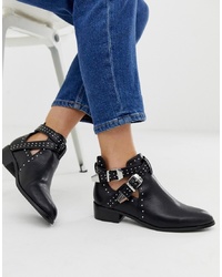 Pimkie Low Heeled Boots With Studs And Straps Detail In Black