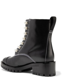 3.1 Phillip Lim Lug Sole Zipper Embellished Leather Ankle Boots Black