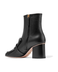 Gucci Marmont Fringed Logo Embellished Leather Ankle Boots