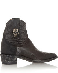 Mexicana Tete De Mort Distressed Leather Ankle Boots