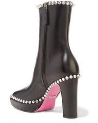 Gucci Olympia Crystal Embellished Leather Platform Ankle Boots
