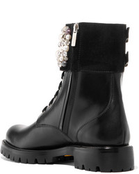 Rene Caovilla Ren Caovilla Embellished Leather Ankle Boots Black