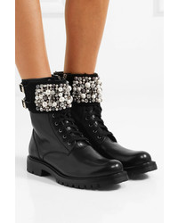 Rene Caovilla Ren Caovilla Embellished Leather Ankle Boots Black