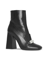 Burberry Studded Bar Detail Leather Ankle Boots