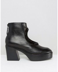 Kat Maconie Zula Black Leather Cut Out Embellished Heeled Ankle Boots
