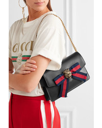 Gucci Broadway Embellished Leather Shoulder Bag Black