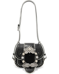 Miu Miu Dahlia Embellished Leather Shoulder Bag Black