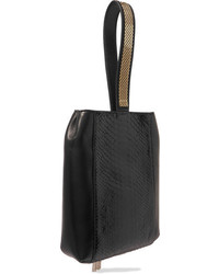 Lanvin Embellished Python And Leather Wristlet Bag Black