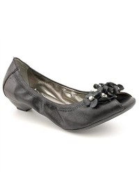 Bandolino Xiley Black Peep Toe Leather Ballet Flats Shoes