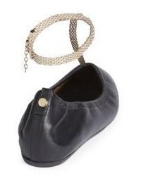Lanvin Chain Embellished Leather T Strap Ballet Flats