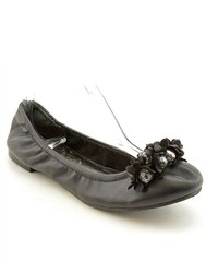 Marc Fisher Zippy Black Leather Ballet Flats Shoes