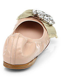Miu Miu Swarovski Crystal Patent Leather Ballet Flats